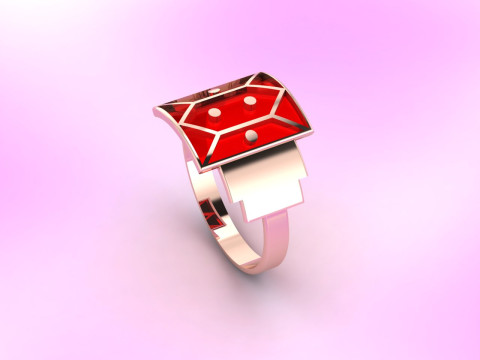 Vivid Geo Enamel Ready Polygon Ring with Diamond-Cut Accents 3DM Source STL 3D Print Model