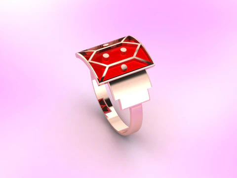 Pierścień wielokątny Vivid Geo Emaliowany z akcentami w kształcie diamentu Źr&oacute;dło 3DM STL Model do druku 3D