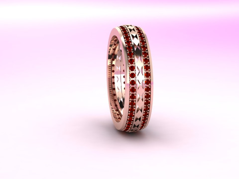 皇家菱形钻石切割中心双密镶带混合 CNC 设计 3DM STL 3D 打印模型