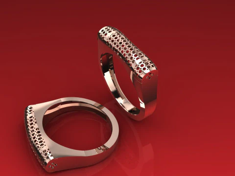 Majestic Bar Sygnet o strukturze plastra miodu, wycięty diamentem, Solidny, zintegrowany trzonek 3DM STL Model do druku 3D