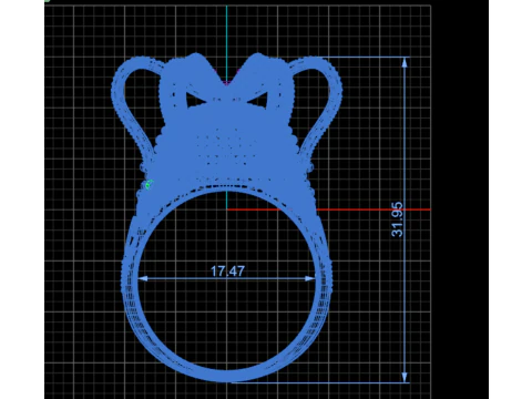 Majestatyczny pierścionek z koroną cesarską cesarzowej z detalami granulacji w kształcie łuk&oacute;w 3DM STL Model do druku 3D