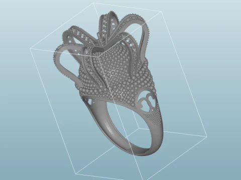 Majestatyczny pierścionek z koroną cesarską cesarzowej z detalami granulacji w kształcie łuk&oacute;w 3DM STL Model do druku 3D