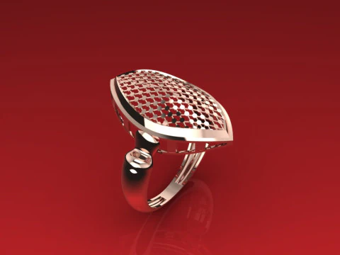 Radiant Oval II Sygnet ze wzorem w kształcie rombu Stylizowany trzonek 3DM STL Model do druku 3D