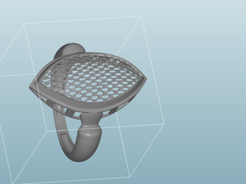 Radiant Oval II Sygnet ze wzorem w kształcie rombu Stylizowany trzonek 3DM STL Model do druku 3D