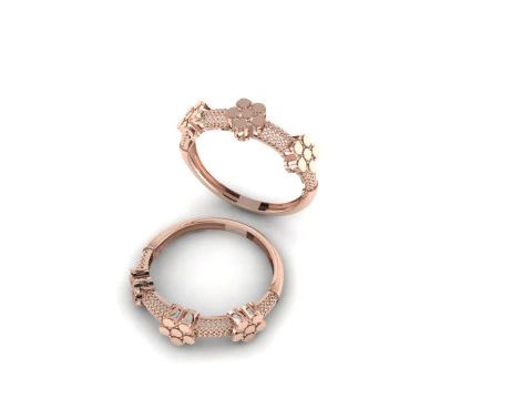 Blossom Branch Woven Ring Floral Cluster Mesh Band 3D Print Model 3D Print Model