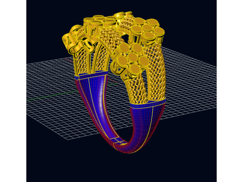 Bague d'&eacute;ternit&eacute; &agrave; texture pop-corn avec bande florale en maille tiss&eacute;e Mod&egrave;le d'impression 3D Modèles 3D en vedette