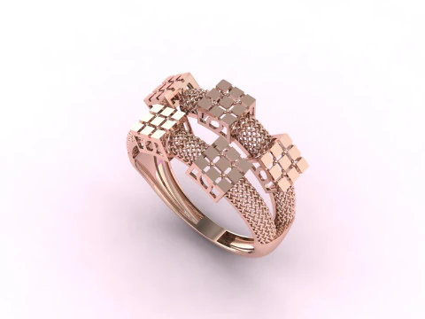 트윈 매트릭스 링 기하학 듀얼 큐브 메쉬 디자인 STL 인쇄 가능 3D 프린트 모델