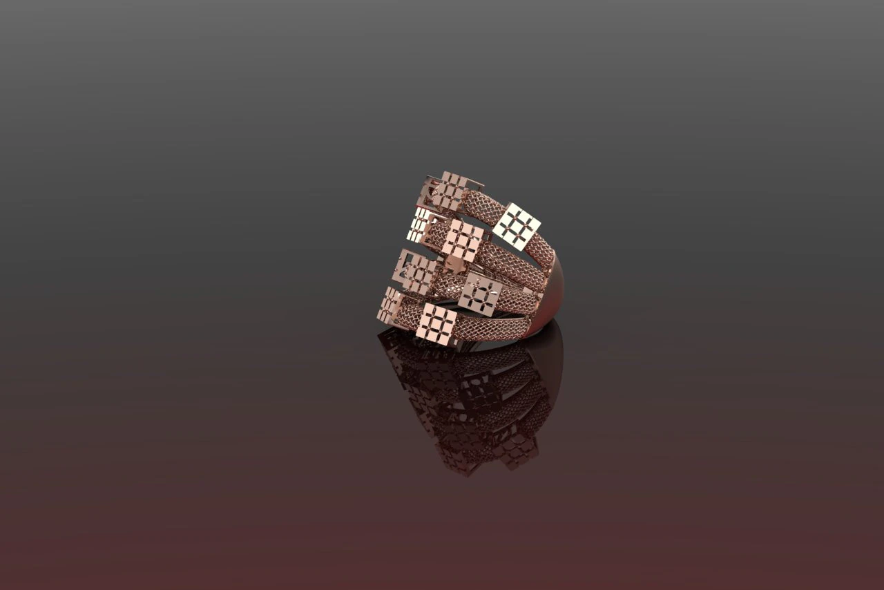 Avant-Garde Cube Matrix Ring Faux Diamond Cut Texture Multi-Band Mesh Design STL Only 3D Print Model .c4d .max .obj .3ds .fbx .stl .blend 