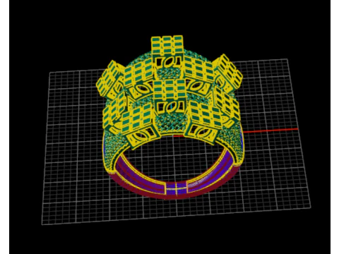 Avant-Garde Cube Matrix Ring Faux Diamond Cut Texture Multi-Band Mesh Design STL Only 3D Print Model