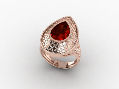 Hemelse Teardrop Pear-Cut Halo Ring ingewikkelde mesh structuur 3DM STL 3D printmodel