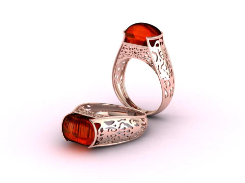 Royal Lattice Arch Openwork Cabochon Ring Lightweight Structure 3DM STL 3D Print Model