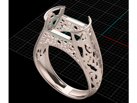 Royal Lattice Arch Openwork Cabochon Ring Lightweight Structure 3DM STL 3D Print Model
