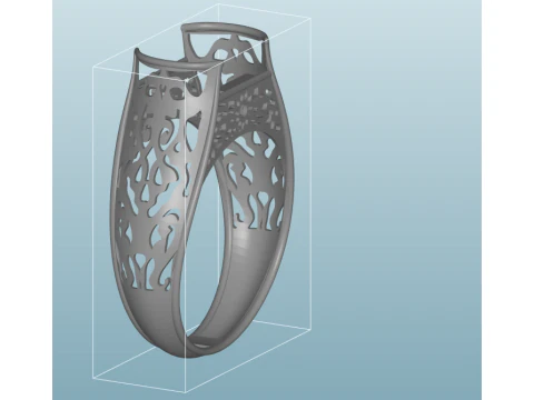 Royal Lattice Arch Openwork Cabochon Ring Lightweight Structure 3DM STL 3D Print Model