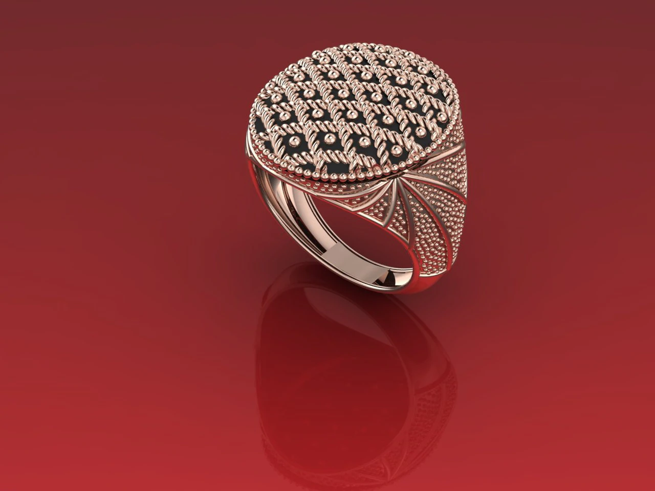 Midnight Vow Signet Rope Lattice Niello Ring 3DM STL 3D Print Model .c4d .max .obj .3ds .fbx .stl .blend