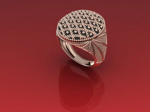 Midnight Vow Signet Rope Lattice Niello Ring 3DM STL 3D Print Model