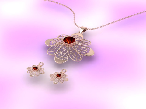 Sacred Geometry Lotus Set Wireframe Mandala Pendant Earrings Lightweight Half-Set 3DM STL 3D Print Model