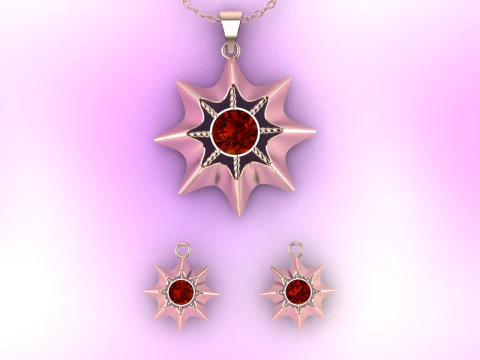 Zestaw kompas&oacute;w Polaris 8-punktowa gwiazda Wisiorek Kolczyki Geometryczny symbol oktagramu 3DM STL Model do druku 3D