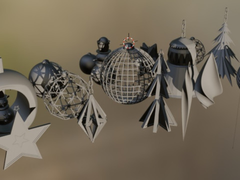 Verzameling nieuwjaarsspeelgoed voor 3D-printen 3D printmodel