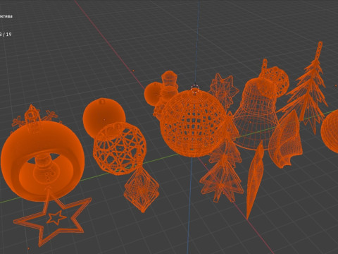 Verzameling nieuwjaarsspeelgoed voor 3D-printen 3D printmodel
