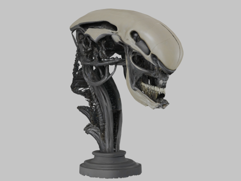 Popiersie głowy istoty pozaziemskiej Obcy Model 3D