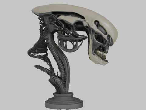 Popiersie głowy istoty pozaziemskiej Obcy Model 3D