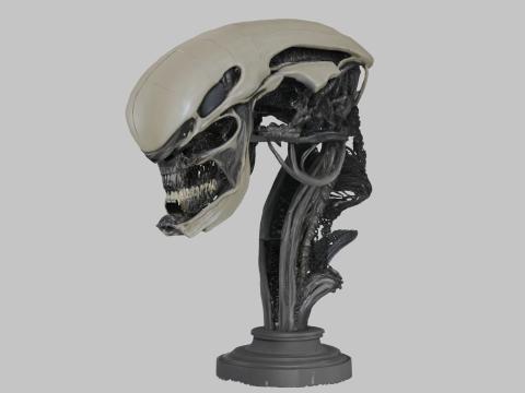 Popiersie głowy istoty pozaziemskiej Obcy Model 3D