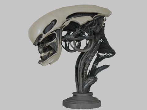 Extraterrestrial Creature Head Bust Alien 3D Model