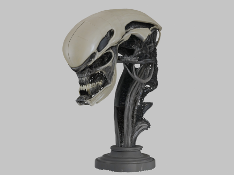 Popiersie głowy istoty pozaziemskiej Obcy Model 3D