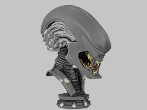 Alien Head Bust Model 3D Model