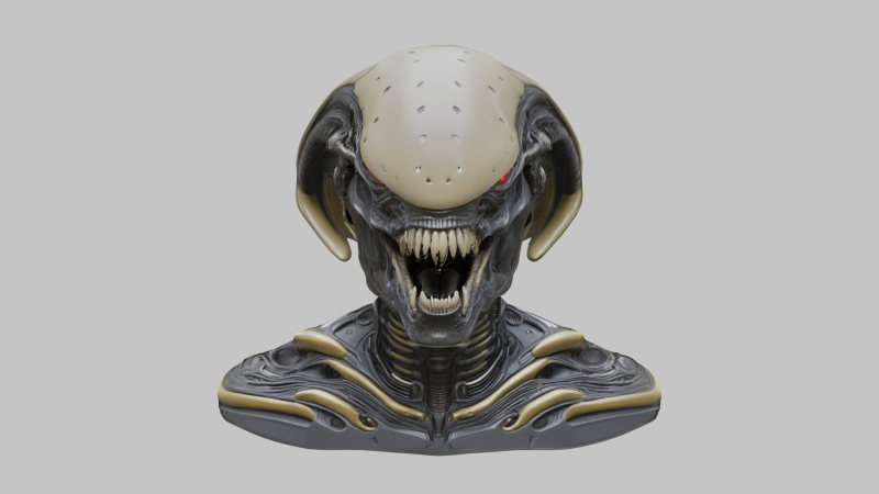 외계인 괴물 머리 흉상 3D 모델 .c4d .max .obj .3ds .fbx .stl .blend 