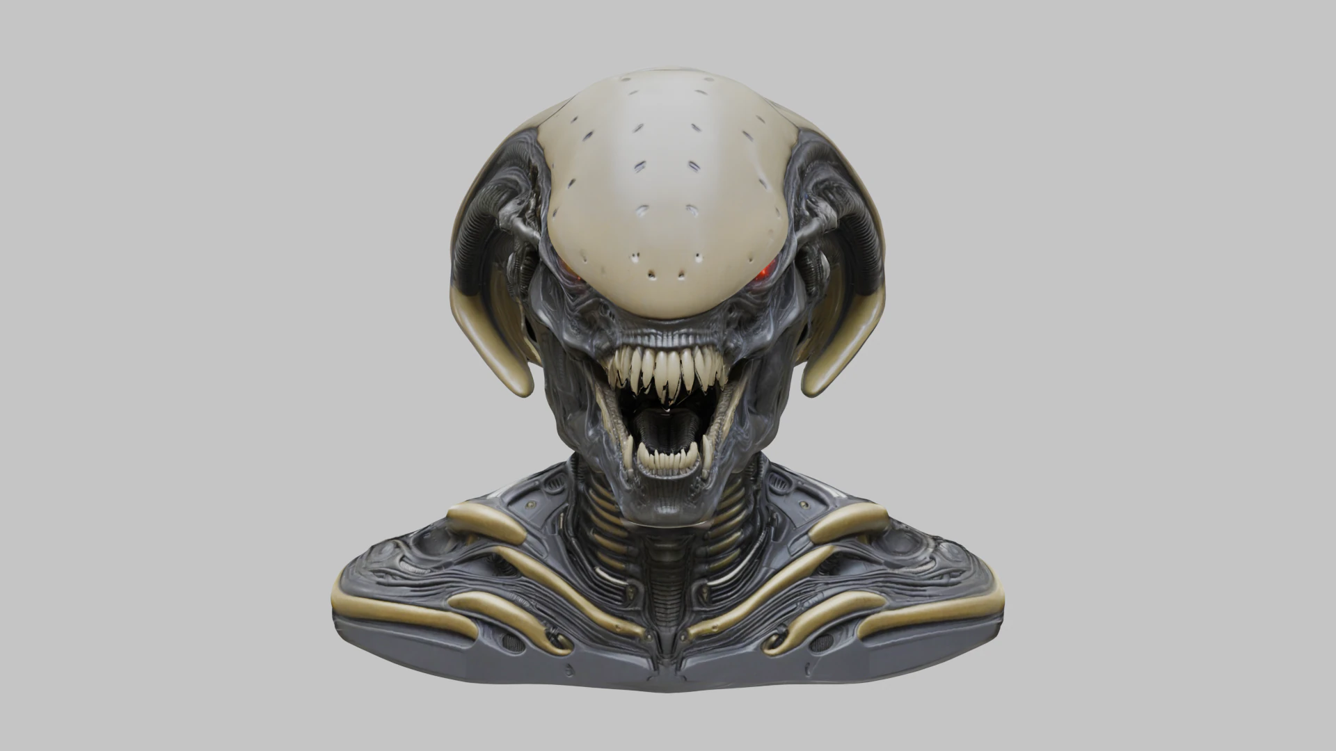 ALien Monster Head Bust 3D Model .c4d .max .obj .3ds .fbx .stl .blend
