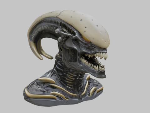 ALien Monster Head Bust 3D Model