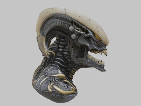 외계인 괴물 머리 흉상 3D 모델