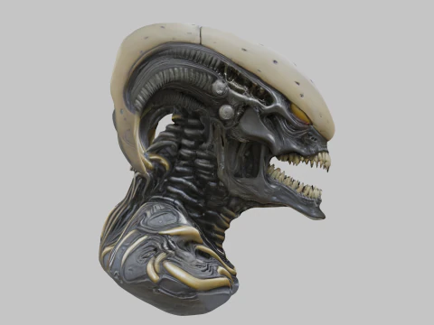 ALien Monster Head Bust 3D Model