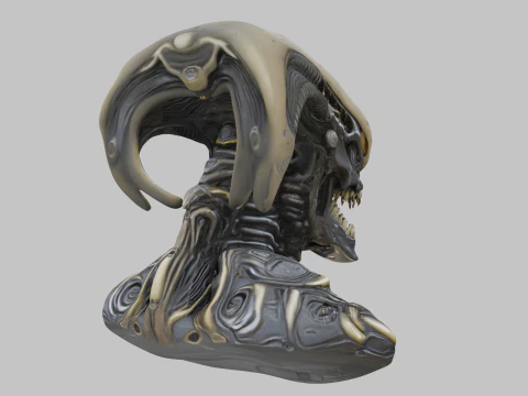 ALien Monster Head Bust 3D Model