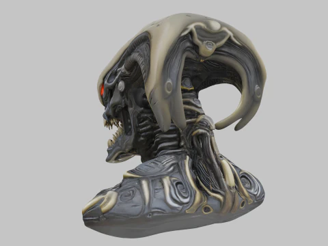 ALien Monster Head Bust 3D Model