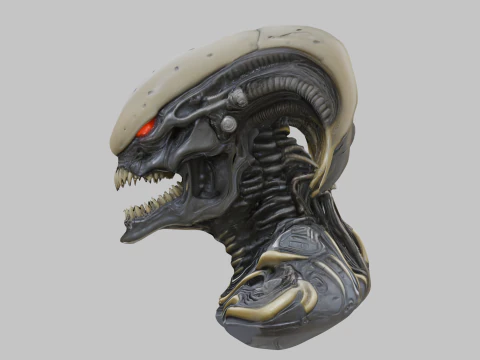 ALien Monster Head Bust 3D Model