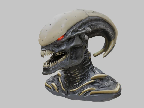 ALien Monster Head Bust 3D Model