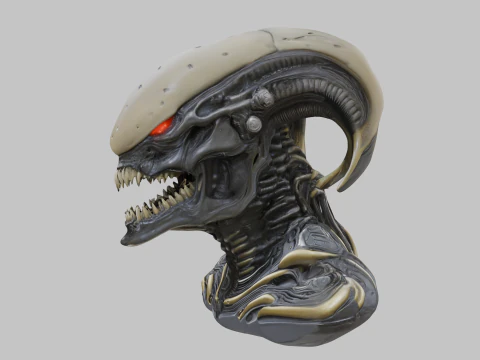 ALien Monster Head Bust 3D Model
