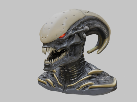 외계인 괴물 머리 흉상 3D 모델