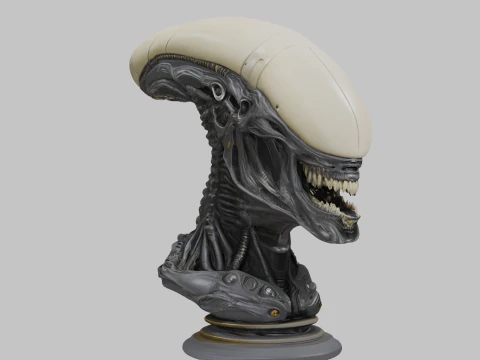 Бюст голови прибульця 3D Модель