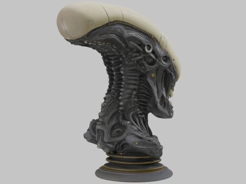 Бюст голови прибульця 3D Модель