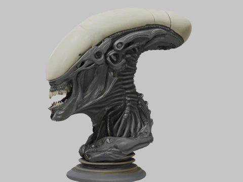 Бюст голови прибульця 3D Модель