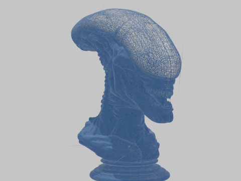 Бюст голови прибульця 3D Модель