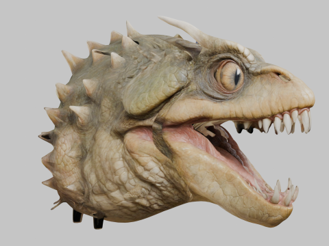Голова монстра рептилии фэнтези 3D Модель