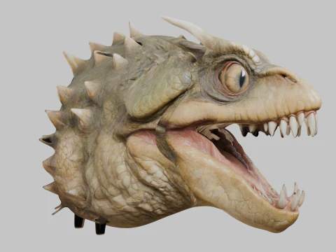 Fantasy Reptile Monster Head 3D Model