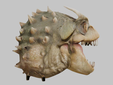 Fantasy Reptile Monster Head 3D Model