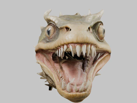Fantasy Reptile Monster Head 3D Model