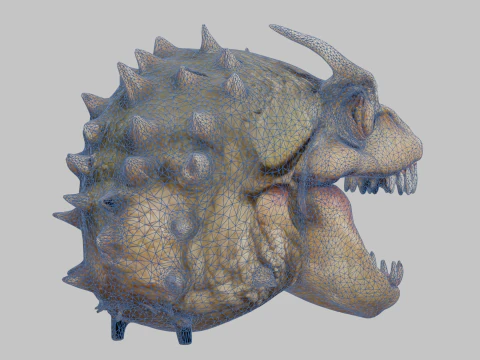 Fantasy Reptile Monster Head 3D Model