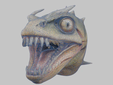 Fantasy Reptile Monster Head 3D Model